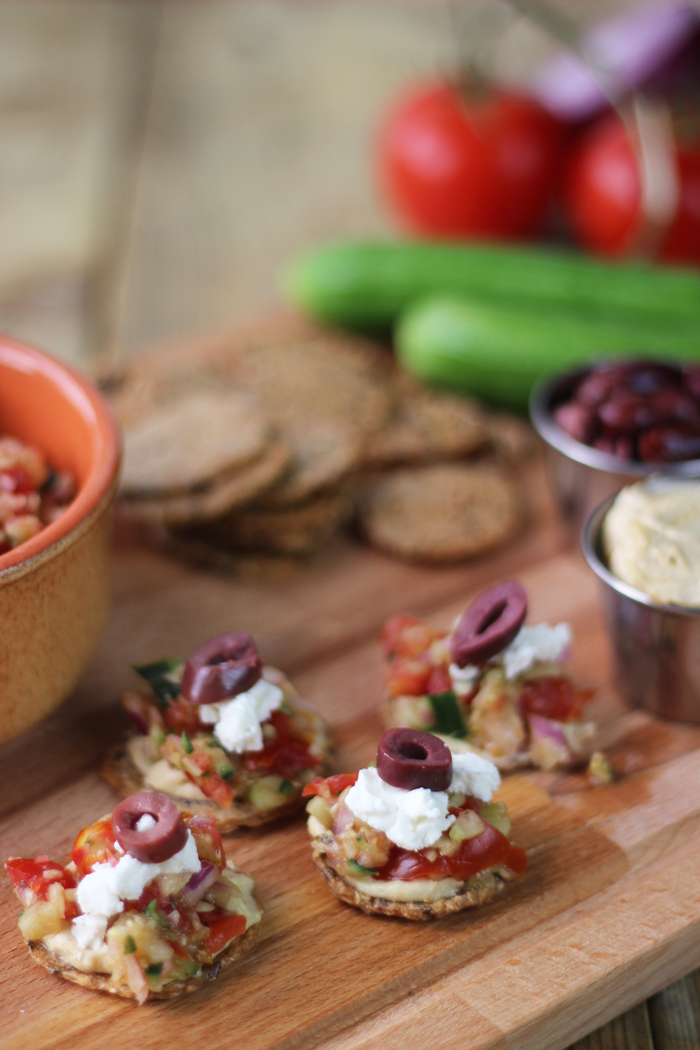 mini greek salad crackers