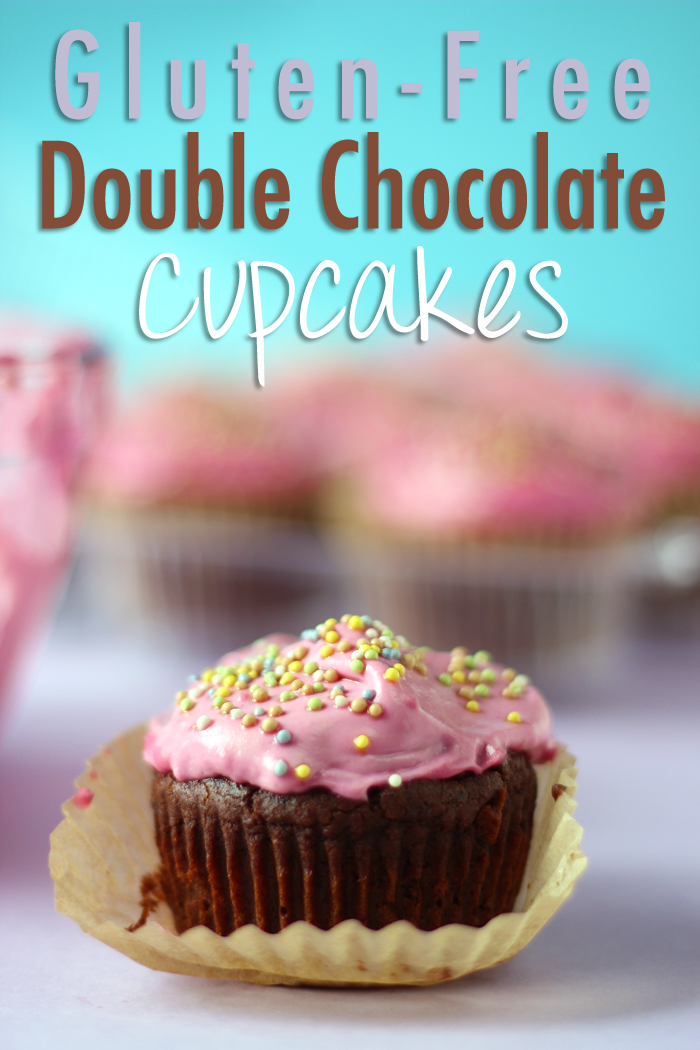 Healthy Gluten Free Double Chocolate Cupcakes with a Dairy Free Pink Buttercream Frosting