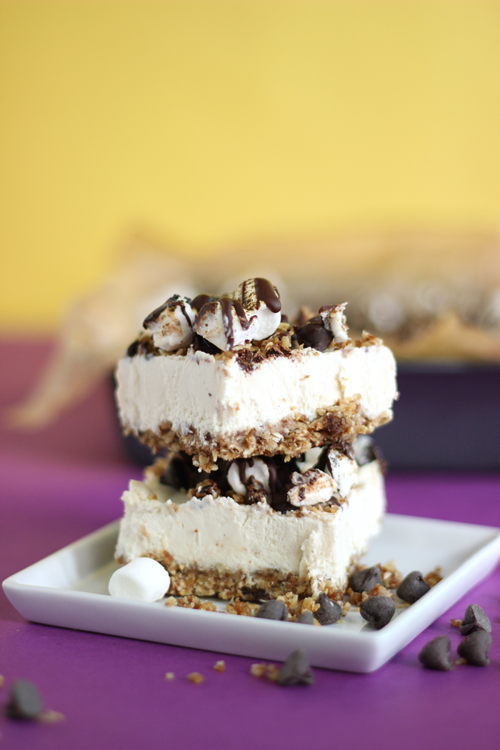 Get your s’mores fix on this summer with this decadent, creamy and dairy-free; these no-bake cheesecake bars are loaded with toasted marshmallows, chocolate, and with a homemade graham cracker crust.