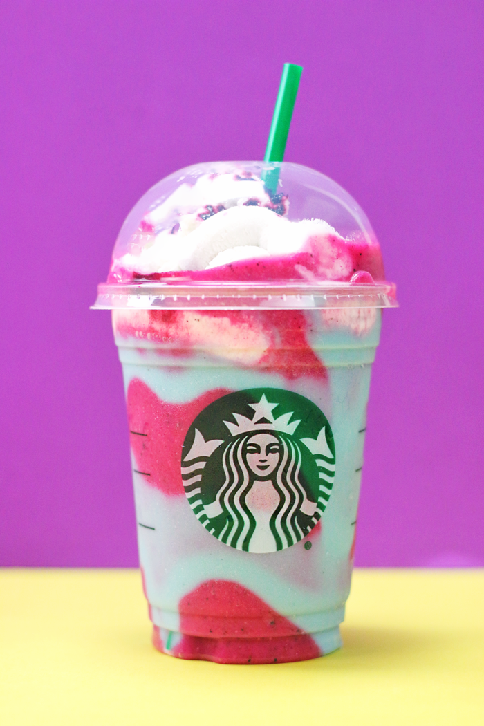 A magical healthy homemade Unicorn Frappuccino! 