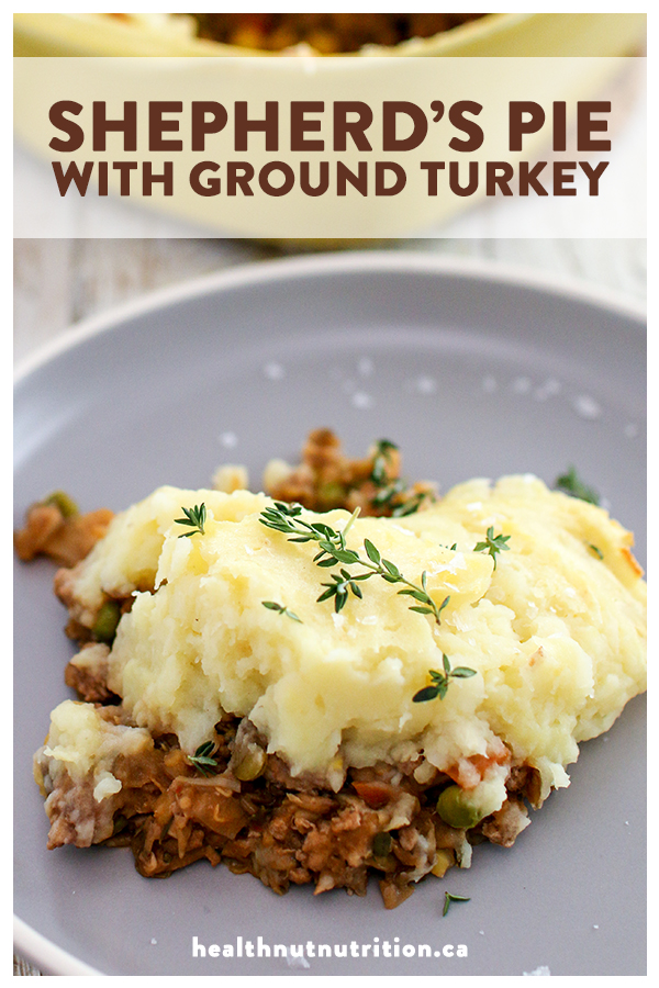 This all-time favourite recipe with a healthy twist is loaded with seasoned ground turkey, lentils, and veggies, all cooked in a savoury broth, then topped with fluffy potato and celery root mash. 