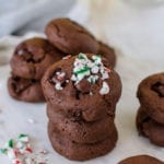 Double chocolate peppermint cookies loaded with chocolate chunks and refreshing peppermint are super easy to make and perfect for your next holiday cookie exchange!