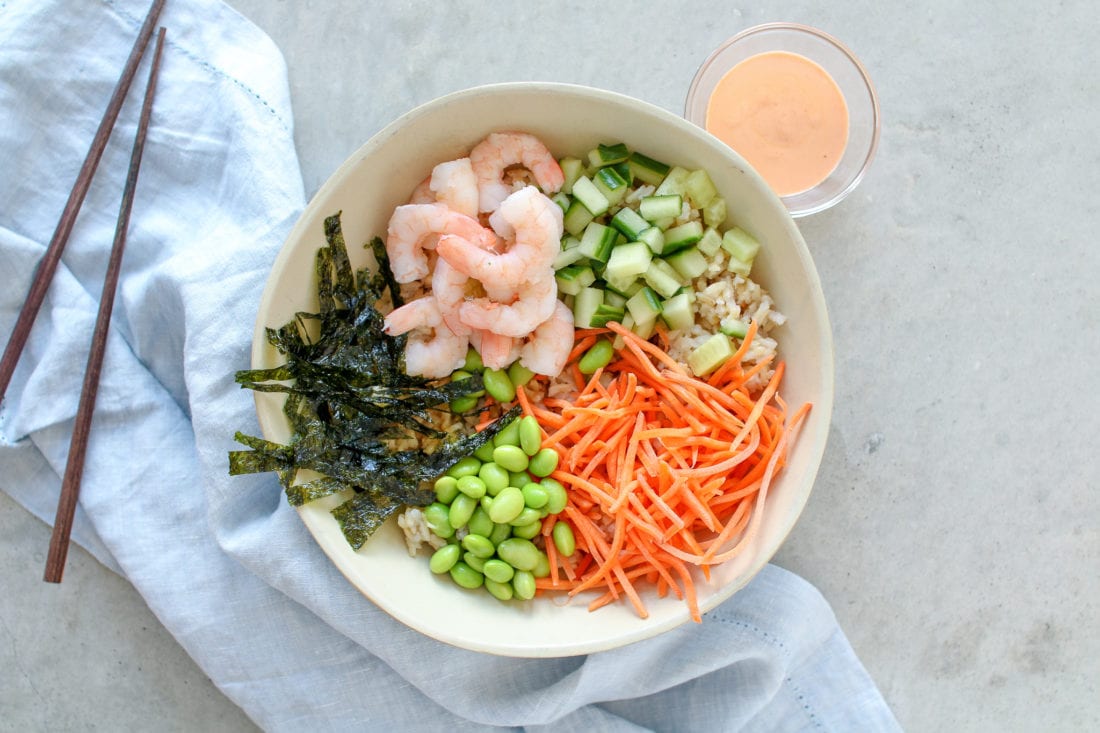 Get your sushi fix in this easy shrimp sushi bowl that’s ready in 5 minutes!