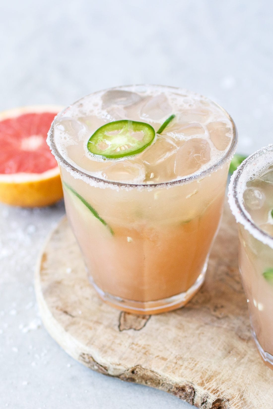 This Grapefruit Jalapeño Margarita is a refreshing cocktail made with fresh ingredients and just the right amount of spicy kick!