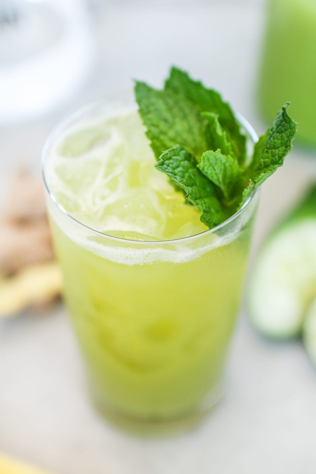 Pineapple Cucumber Agua Fresca made with refreshing cucumber, pineapple, ginger, mint and zesty lime juice is the perfect mocktail on a hot summer day!