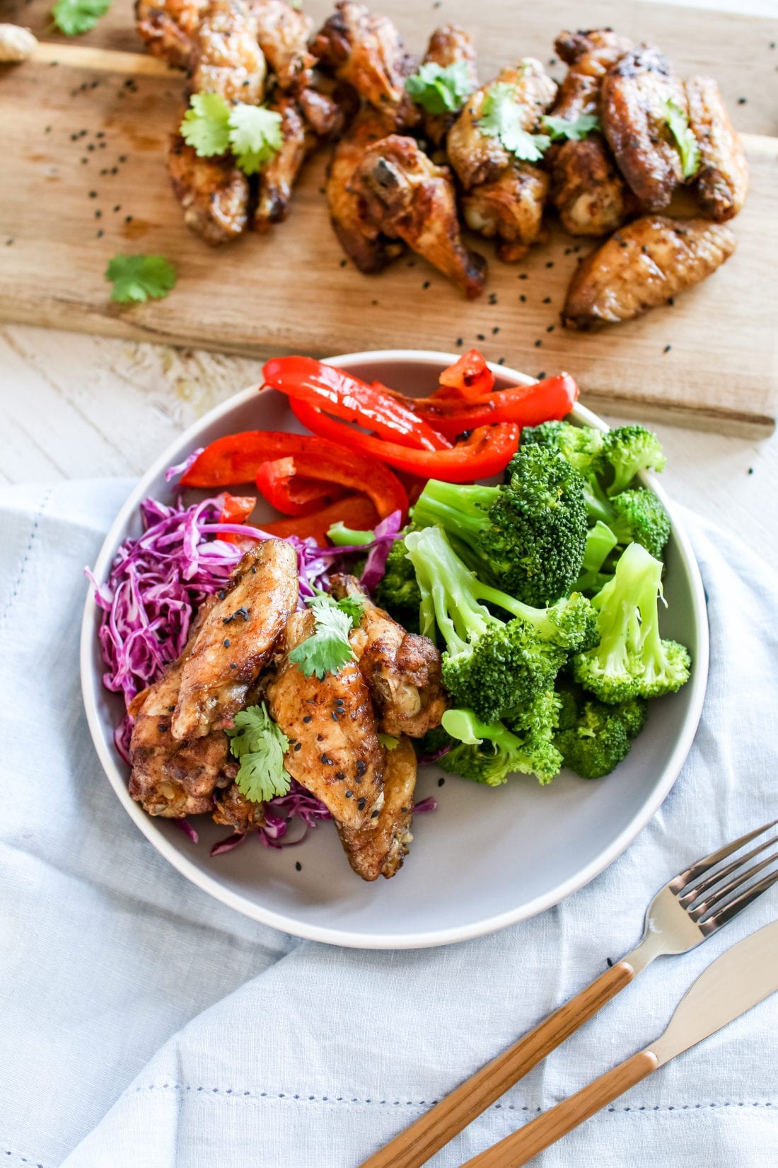 These healthy crispy baked chicken wings are crispy on the outside and tender on the inside! Lemon Pepper, Honey Mustard and Chinese Five Spice!
