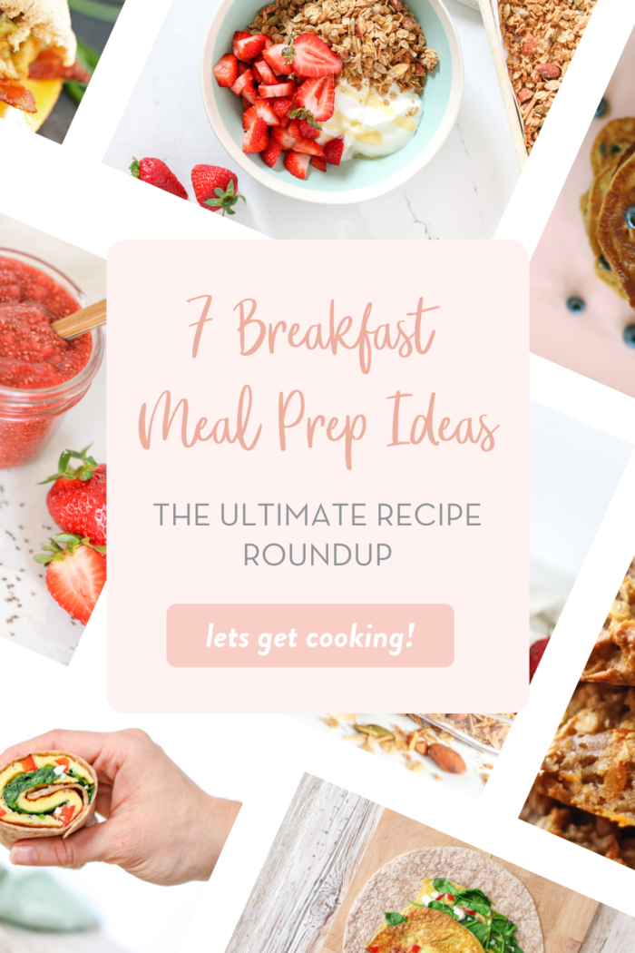 a collage of breakfast meal prep ideas