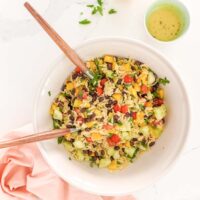 orzo pasta salad in a bowl