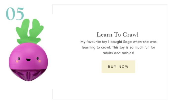 Gift 5 is an image of a Learn to Crawl toy that look like a beet